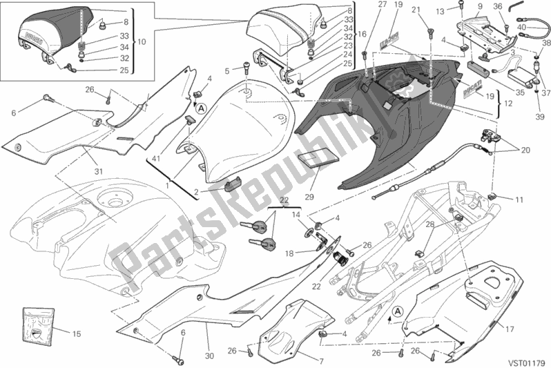 Todas as partes de Assento do Ducati Streetfighter S USA 1100 2010